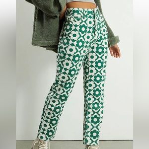 Pacsun Green Floral Straight Pants